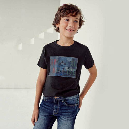 короткие футболка mayoral для мальчика, черная