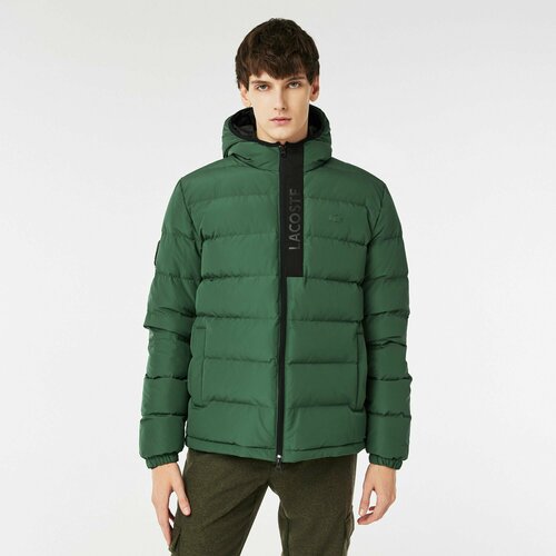 мужская куртка с капюшоном lacoste, зеленая