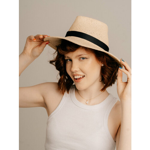 женская шляпа фетр сибири, бежевая