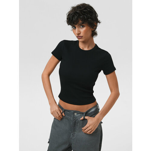 женская футболка с коротким рукавом feelz, черная