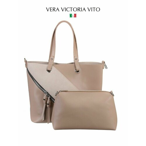 женская сумка-шоперы vera victoria vito, бежевая