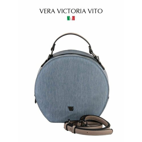 женская кожаные сумка vera victoria vito, голубая