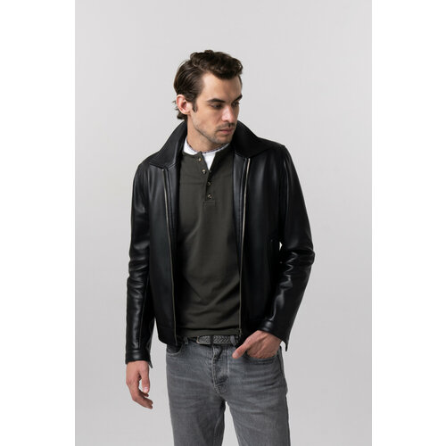 мужская кожаные куртка bruno altro, черная