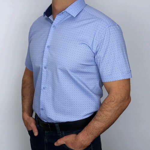 мужская рубашка с коротким рукавом bossado, голубая