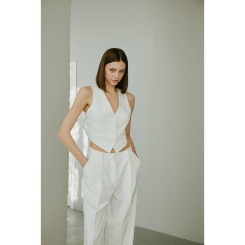 женские классические брюки moda di lusso, белые