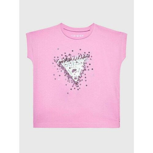 футболка guess для девочки, розовая