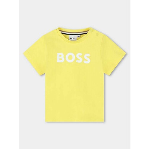футболка boss для девочки, желтая