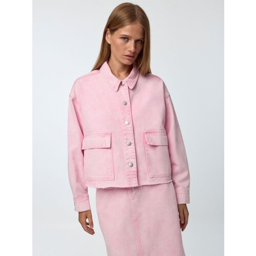 мужская джинсовые куртка sela, розовая