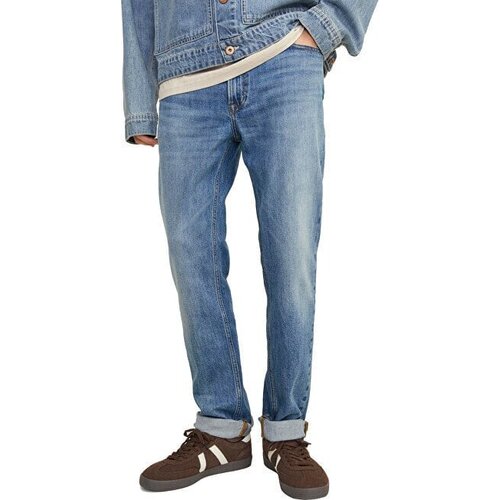 мужские потертые джинсы jack & jones, синие