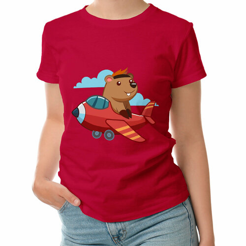 женская футболка с коротким рукавом roly, красная