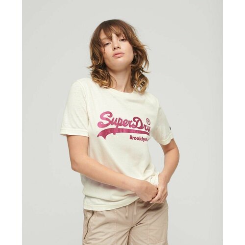 женская футболка с круглым вырезом superdry, розовая