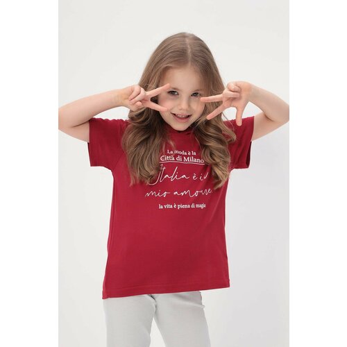 футболка с v-образным вырезом lika dress для девочки, красная