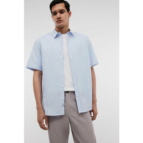 мужская рубашка с коротким рукавом baon, голубая