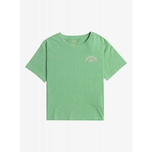 футболка с круглым вырезом roxy для девочки, зеленая