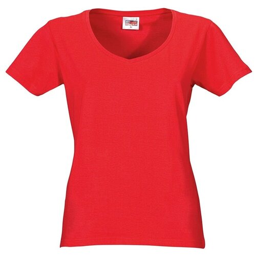 женская футболка с v-образным вырезом us basic, красная