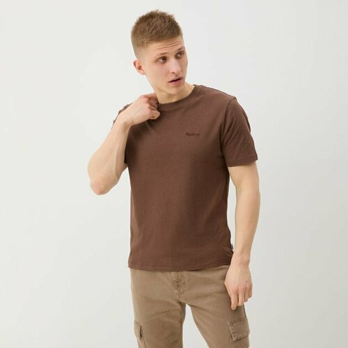мужская футболка pepe jeans london, коричневая