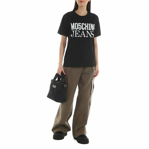 женская футболка moschino jeans, черная