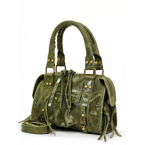 женская кожаные сумка steffalini, зеленая