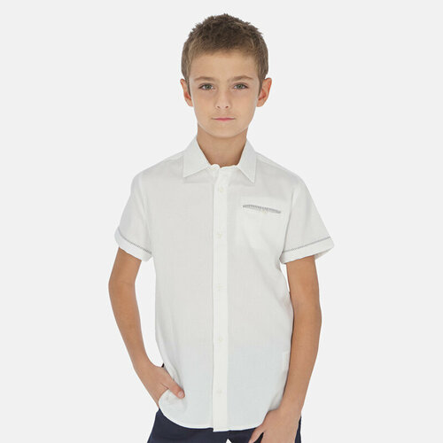 рубашка с коротким рукавом mayoral для мальчика, белая
