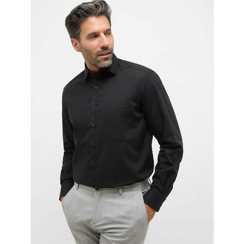 мужская рубашка с длинным рукавом eterna, черная