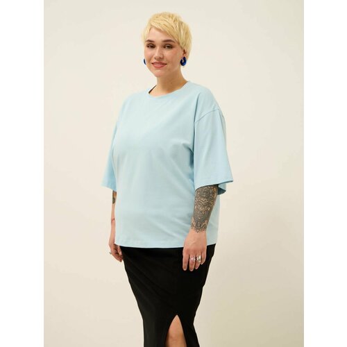 женская футболка с длинным рукавом lessismore, голубая