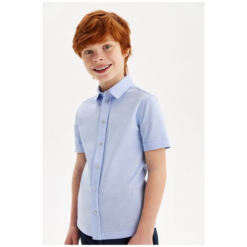 рубашка с коротким рукавом silver spoon для мальчика, голубая