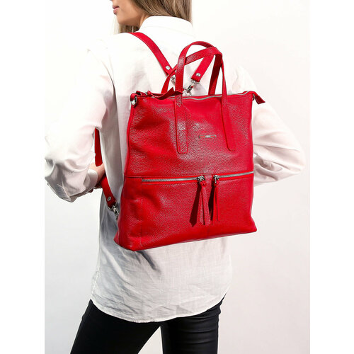 женская кожаные сумка karya, красная