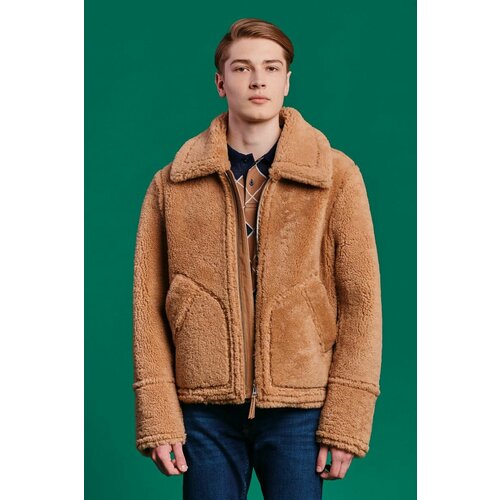 мужская кожаные куртка gant, коричневая