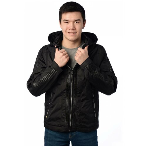 мужская кожаные куртка indaco fashion, черная