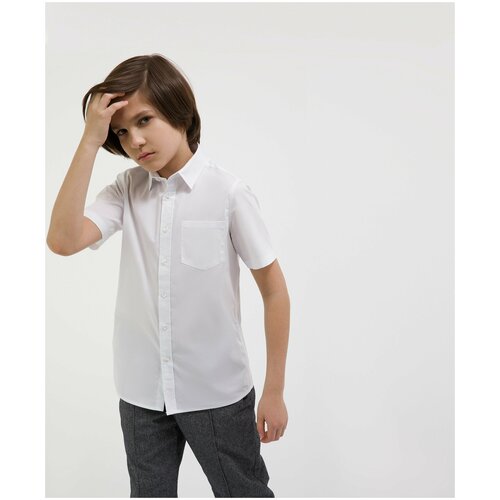 рубашка с коротким рукавом gulliver для мальчика, белая