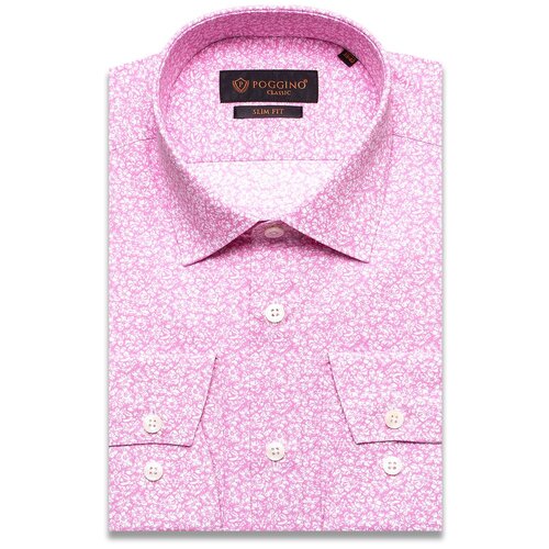 мужская рубашка с длинным рукавом poggino, розовая
