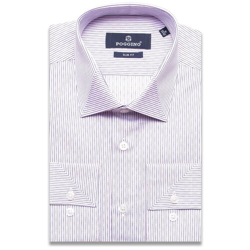 мужская рубашка в полоску poggino, фиолетовая