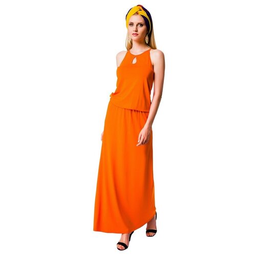 женское платье макси mondigo, оранжевое