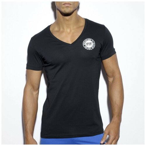 мужская футболка с v-образным вырезом es collection, черная