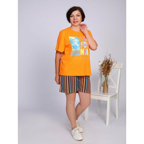 женская пижама с коротким рукавом астратекстиль, оранжевая