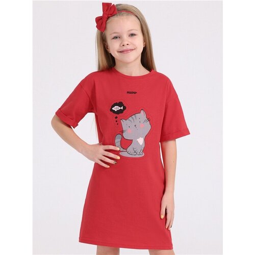 платье-футболки апрель для девочки, красное