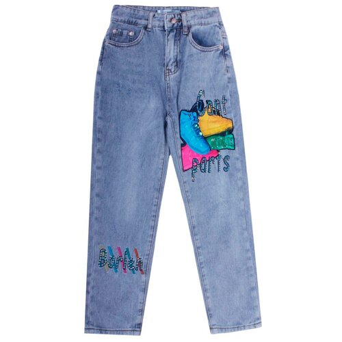 джинсы с высокой посадкой deloras для девочки, голубые