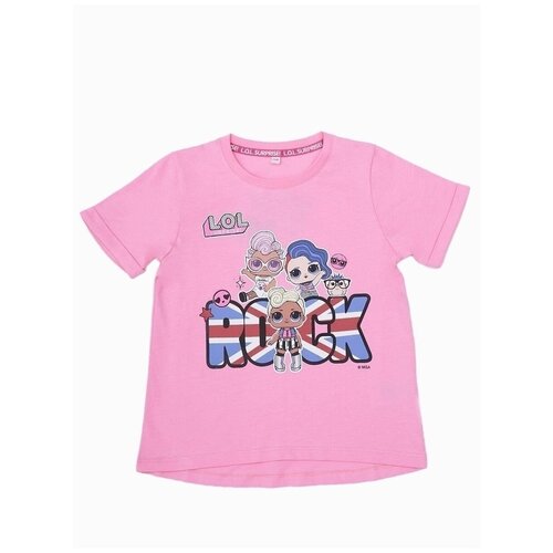 футболка с коротким рукавом павлинка для девочки, розовая