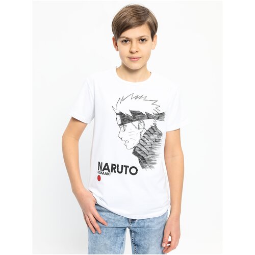 футболка с принтом naruto для мальчика, белая