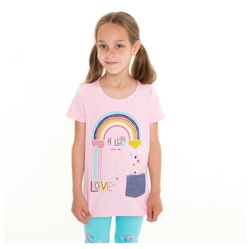 футболка с рисунком luneva для девочки, розовая