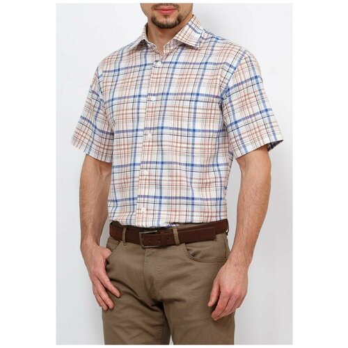 мужская рубашка с коротким рукавом greg, бежевая
