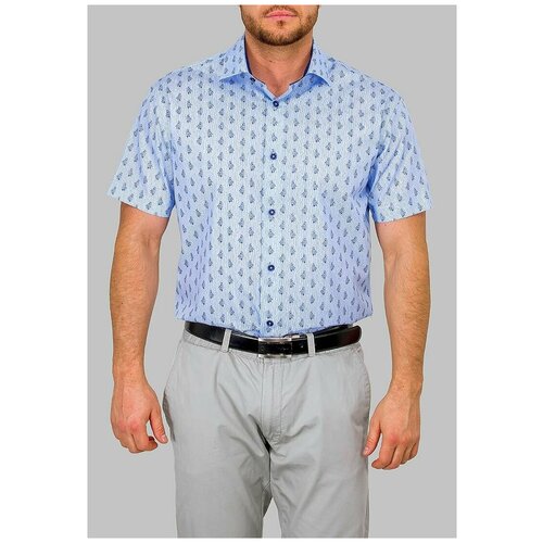 мужская рубашка с коротким рукавом greg, голубая