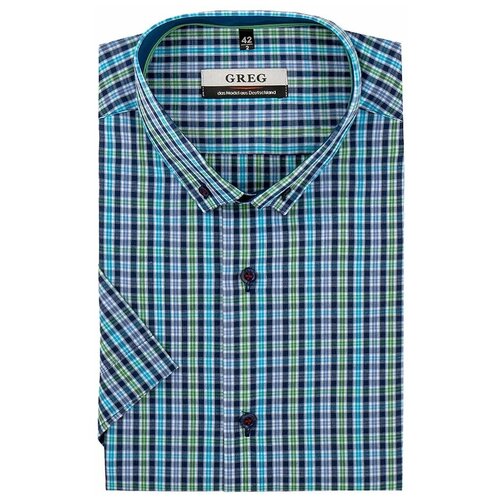 мужская рубашка с коротким рукавом greg, синяя