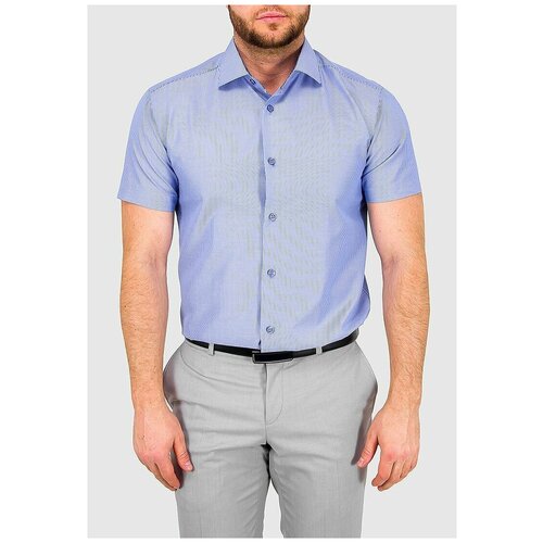 мужская рубашка с коротким рукавом greg, синяя