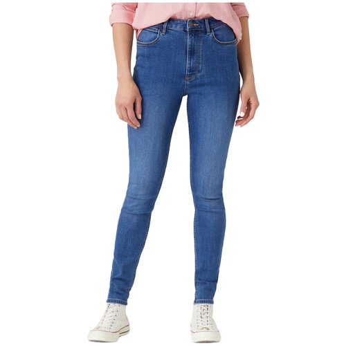 женские джинсы с высокой посадкой wrangler, синие