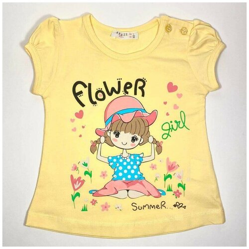 футболка с принтом breeze для девочки, желтая