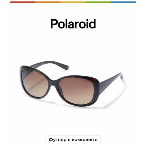 женские солнцезащитные очки кошачьи глаза polaroid, коричневые