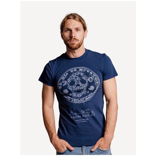 мужская футболка с круглым вырезом jason rocks, синяя