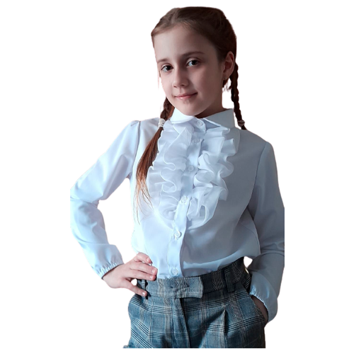 блузка с длинным рукавом альянс-униформ для девочки, белая