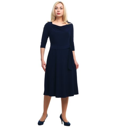 женское платье с рукавом 3/4 plus size ols, синее